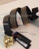 Perfect Replica Versace Gold Buckle And Gold Diamonds Black Leather Belt (1)_th.jpg